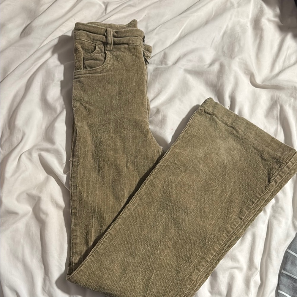 Princess Polly Khaki Corduroy Trousers